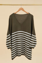Striped loose jumper i Plus Size