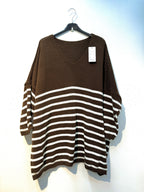 Striped loose jumper i Plus Size