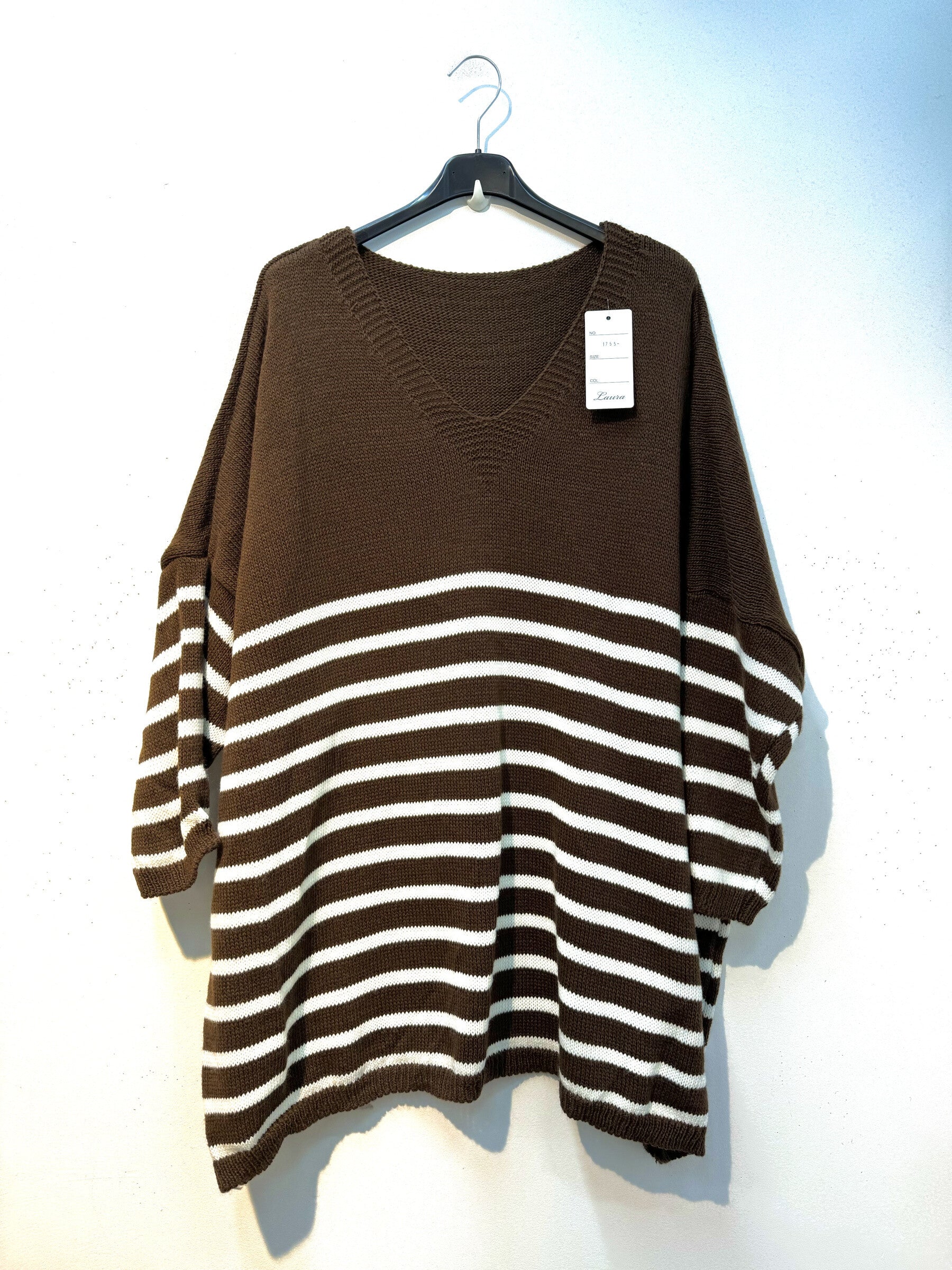 Striped loose jumper i Plus Size