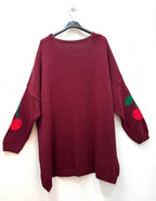 Cherry pattern sweater i Stor Storlek