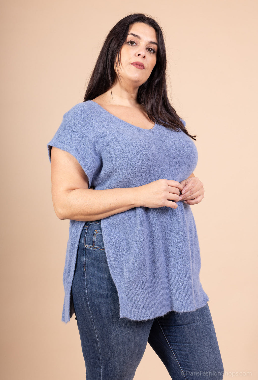 Knappad sidoponcho-sweater i alpaca, storlekar T38 till T50