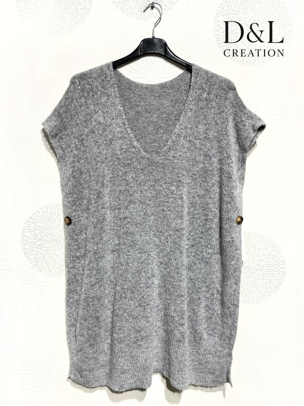 Buttoned side poncho sweater with alpaca