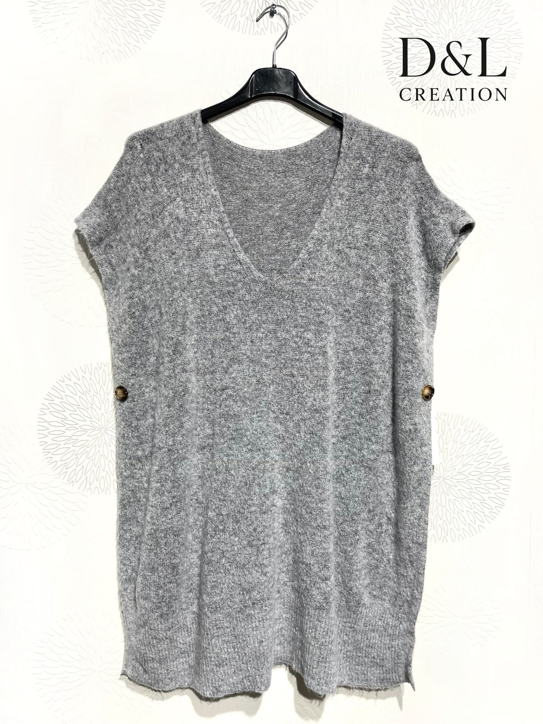 Buttoned side poncho sweater with alpaca