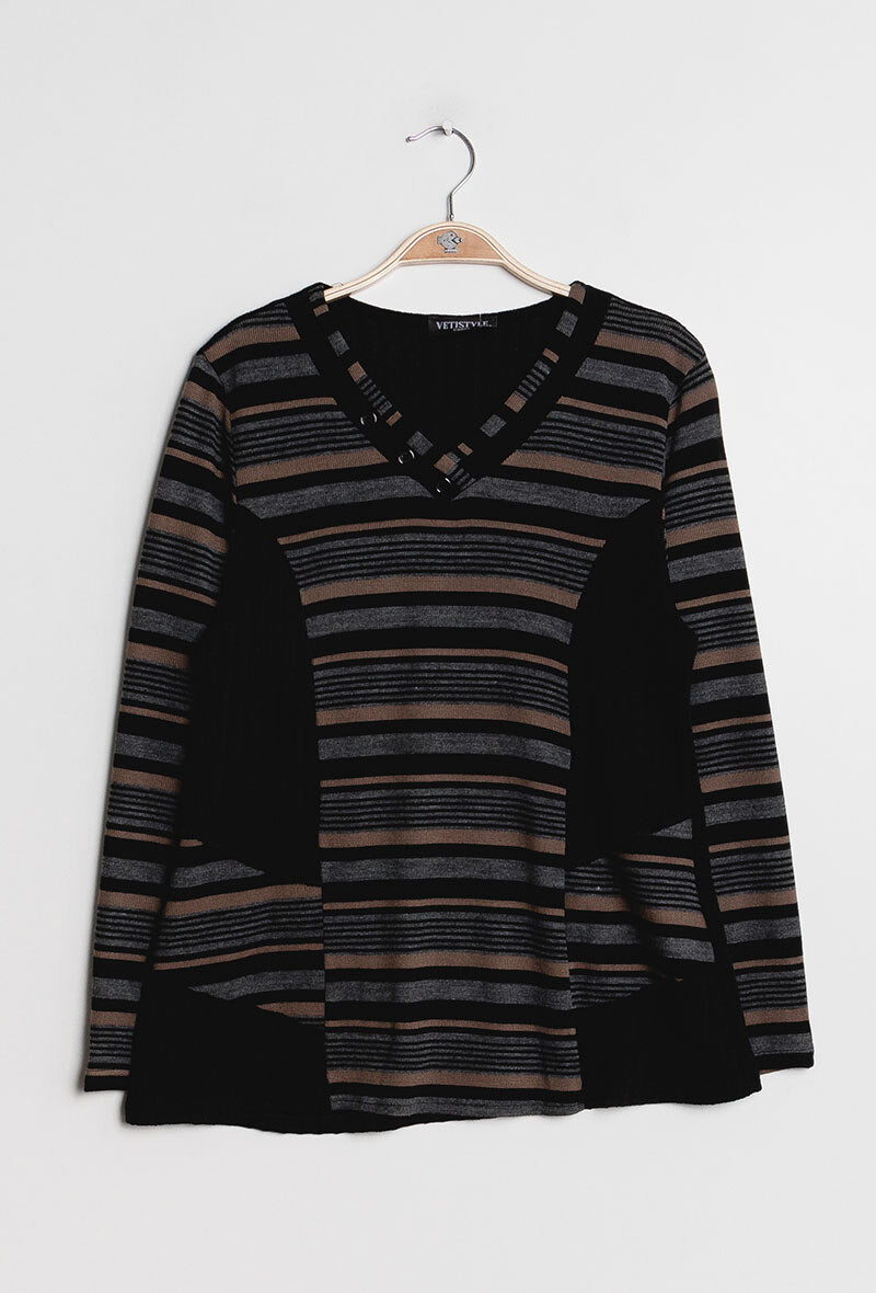 Plus Size Randig Tröja