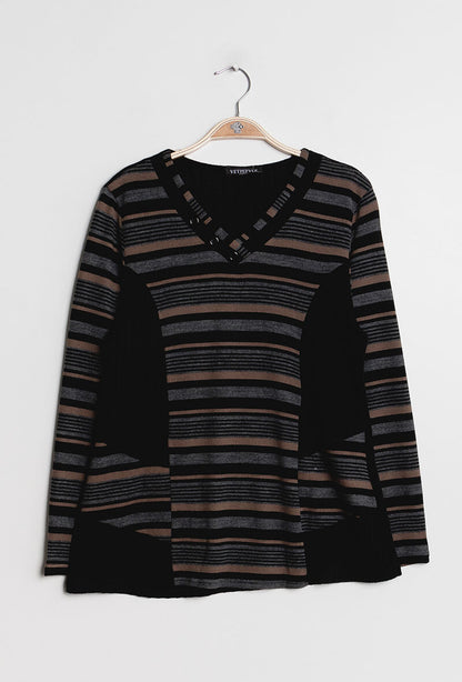 Plus Size Randig Tröja