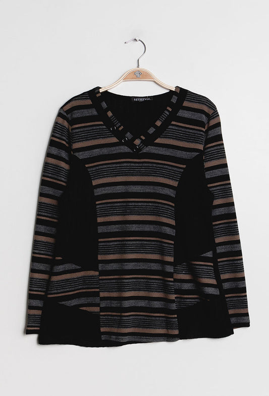 Plus Size Randig Tröja
