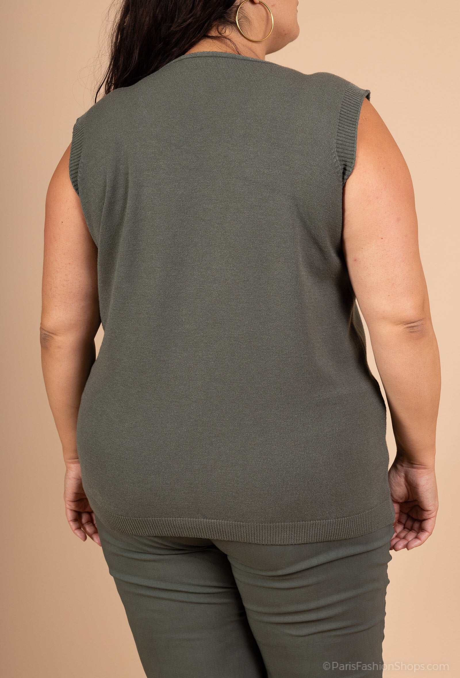 Ärm-lös Tröja med Guldnålar i Stl 38 till 50 - Plus Size