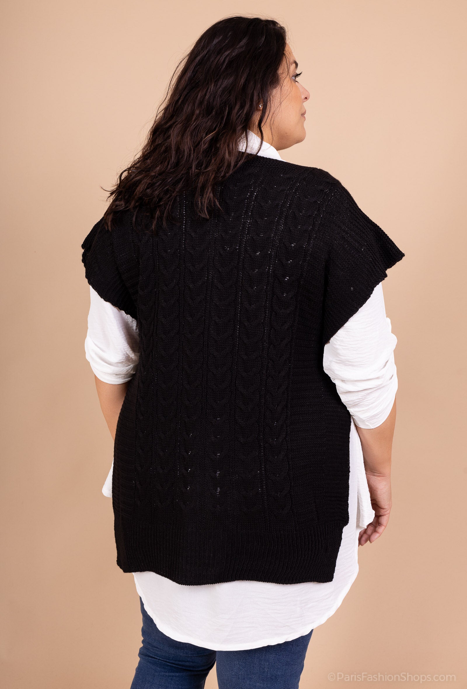 Ärmlös tröja med skjorta i Plus Size
