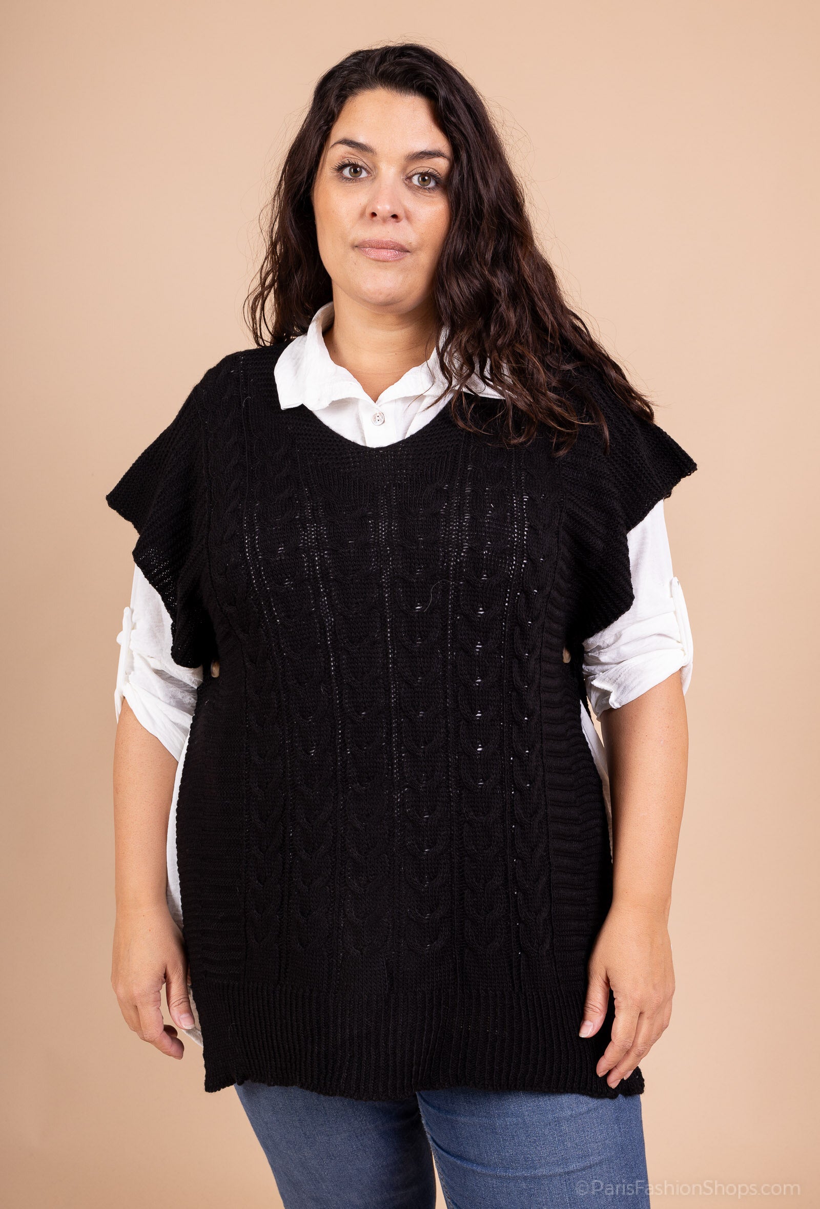 Ärmlös tröja med skjorta i Plus Size