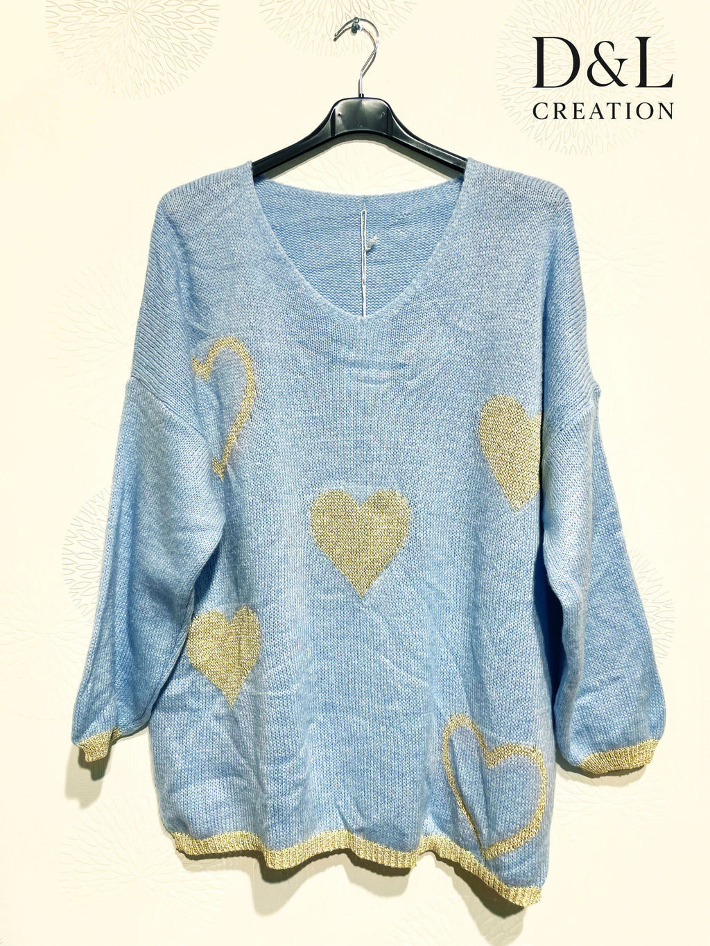 Knit sweater with hearts sizes 38 to 52 i Plus Size