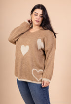 Knit Sweater med Hjärtor i Storlek 38 till 52