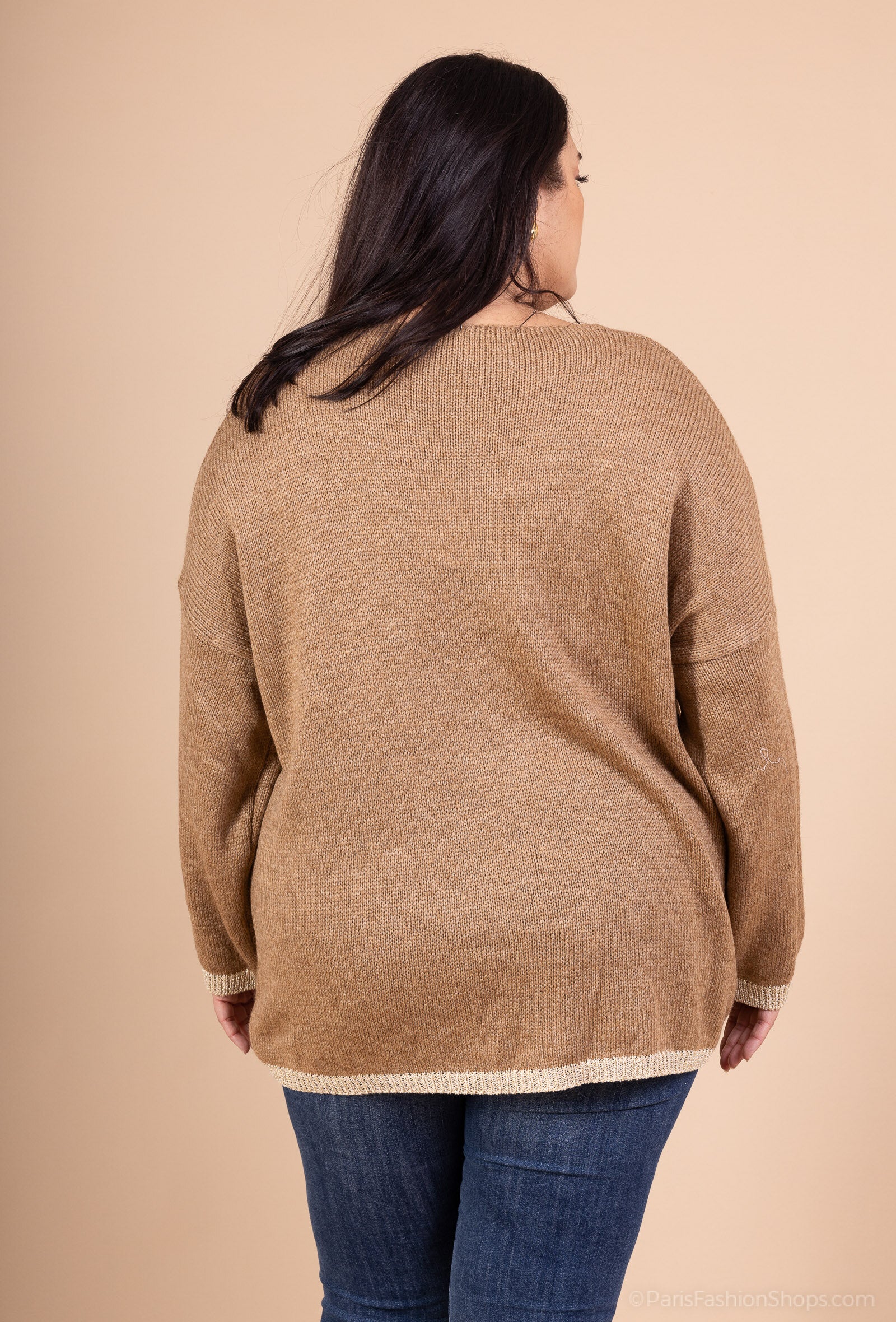 Knit Sweater med Hjärtor i Storlek 38 till 52