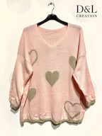 Knit sweater with hearts sizes 38 to 52 i Plus Size