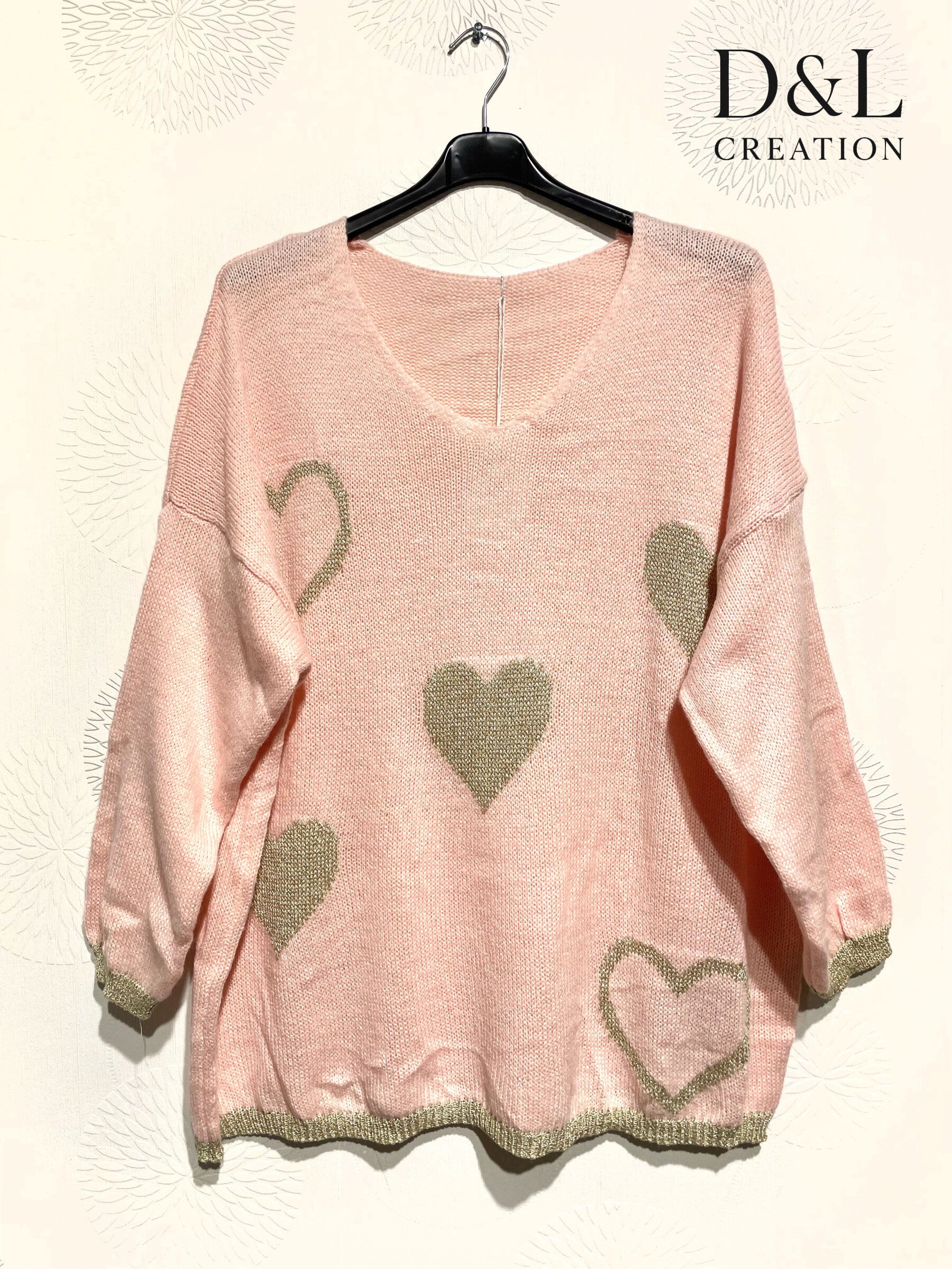 Knit sweater with hearts sizes 38 to 52 i Plus Size