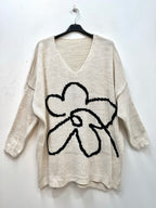 Jacquard Knit Sweater i Stor Storlek