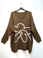 Jacquard Knit Sweater i Stor Storlek