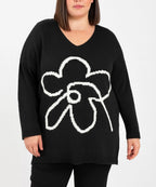 Jacquard Knit Sweater i Stor Storlek