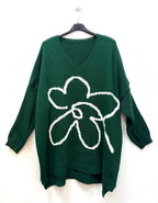 Jacquard Knit Sweater i Stor Storlek