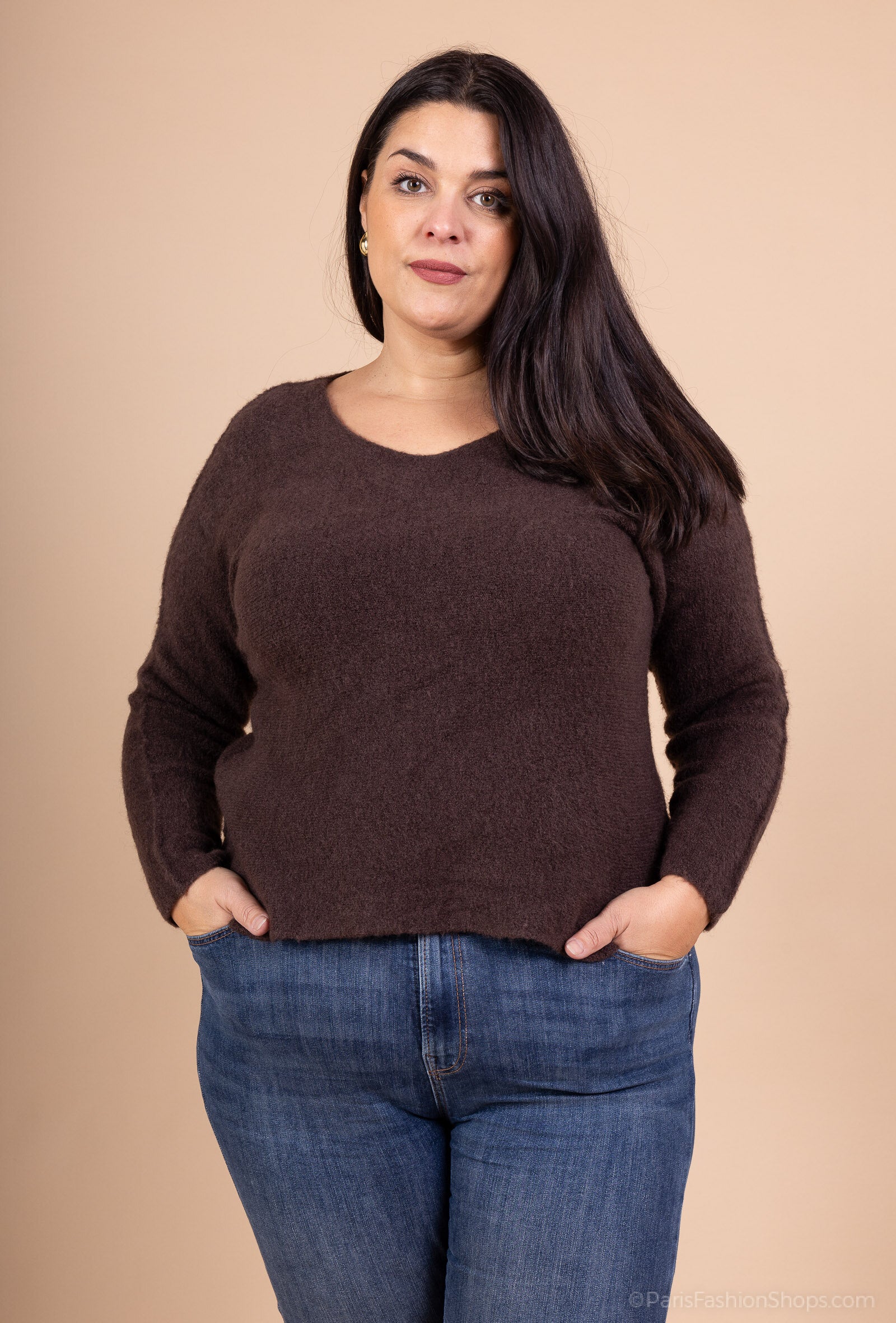 Ultra stretch sweater with alpaca