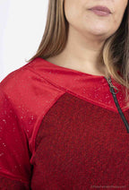 Bi-material tröjor med paljetterat velourdragkedja i Stor Storlek