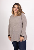 Plus Size Korshalsad Tröja med Spetsärmar
