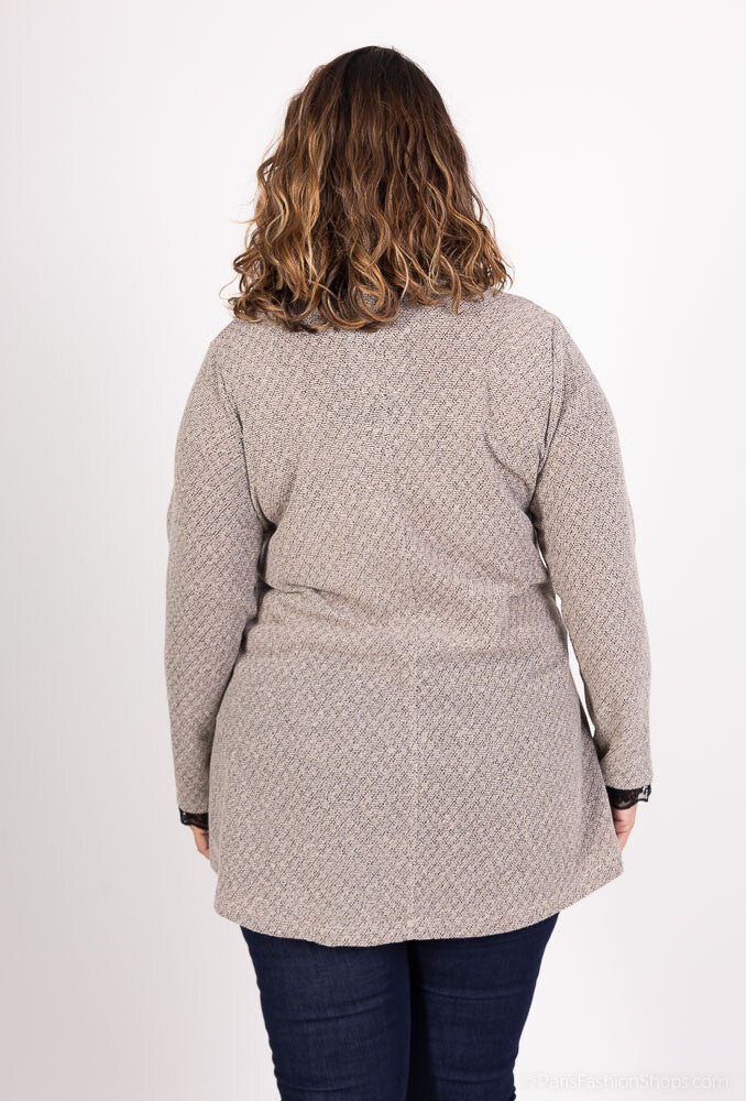 Plus Size Korshalsad Tröja med Spetsärmar
