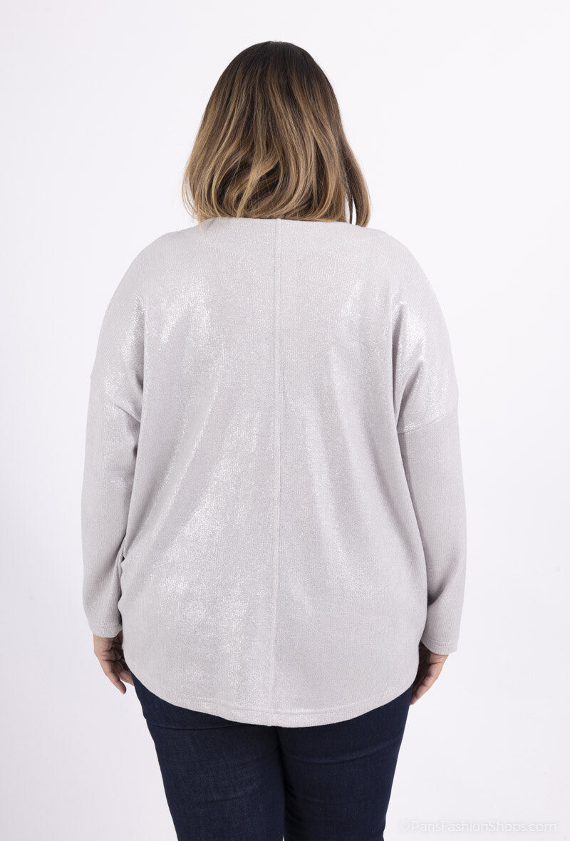 Sekvenserad drop shoulder stickad tröja i Stor Storlek