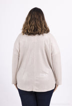 Plus Size Sequined Drop Shoulder Stickade Tröjor