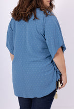 Plus Size Viskos Blus med Slåttärm - H5125-1