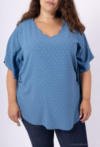 Plus Size Viskos Blus med Slåttärm - H5125-1