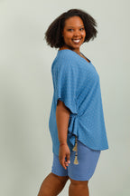 Viscose Blus med Båtarmsärmar i Stor Storlek