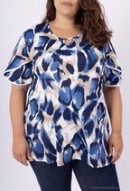 Plus Size Flowy Sommartunika med Spetsdetaljer