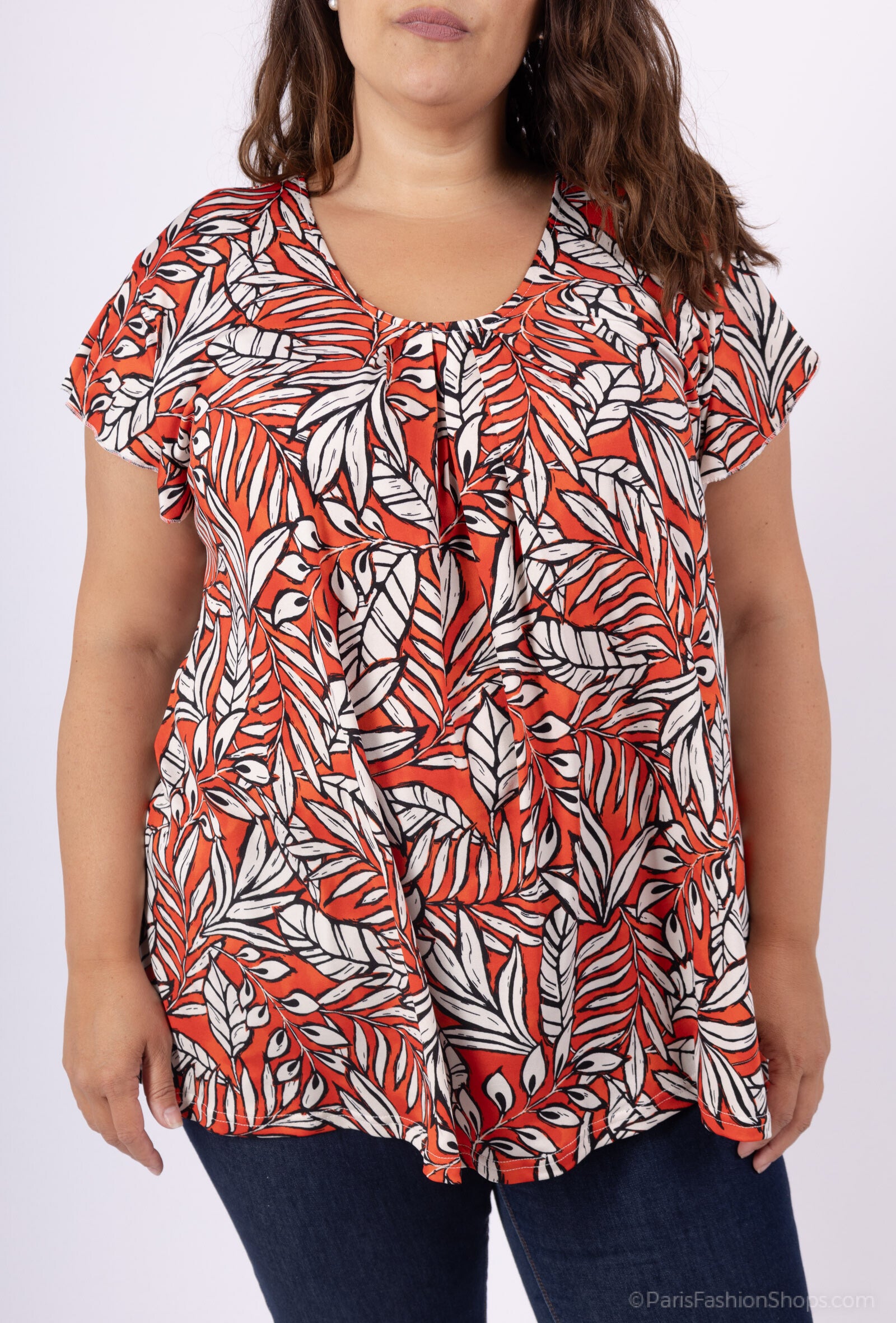 Plus Size Blus med Charmig Slips