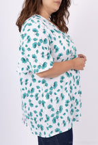 Plus Size Flowy Blus i Polyester Elastan