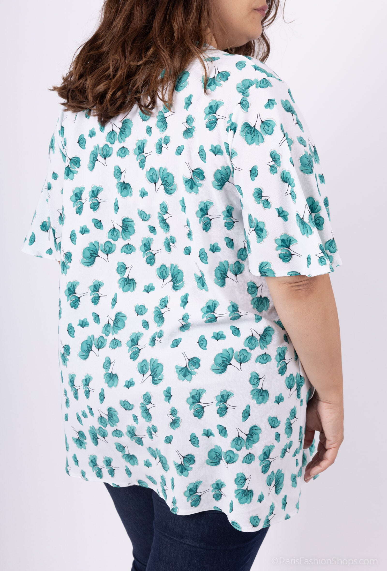 Plus Size Flowy Blus i Polyester Elastan