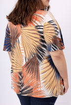Plus Size Fluid Top med Tryck och Korsad Urringning