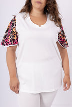 Plus Size Blus med Fladdrande Ärmar och Spets