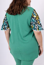 Plus Size Blus med Fladdrande Ärmar och Spets