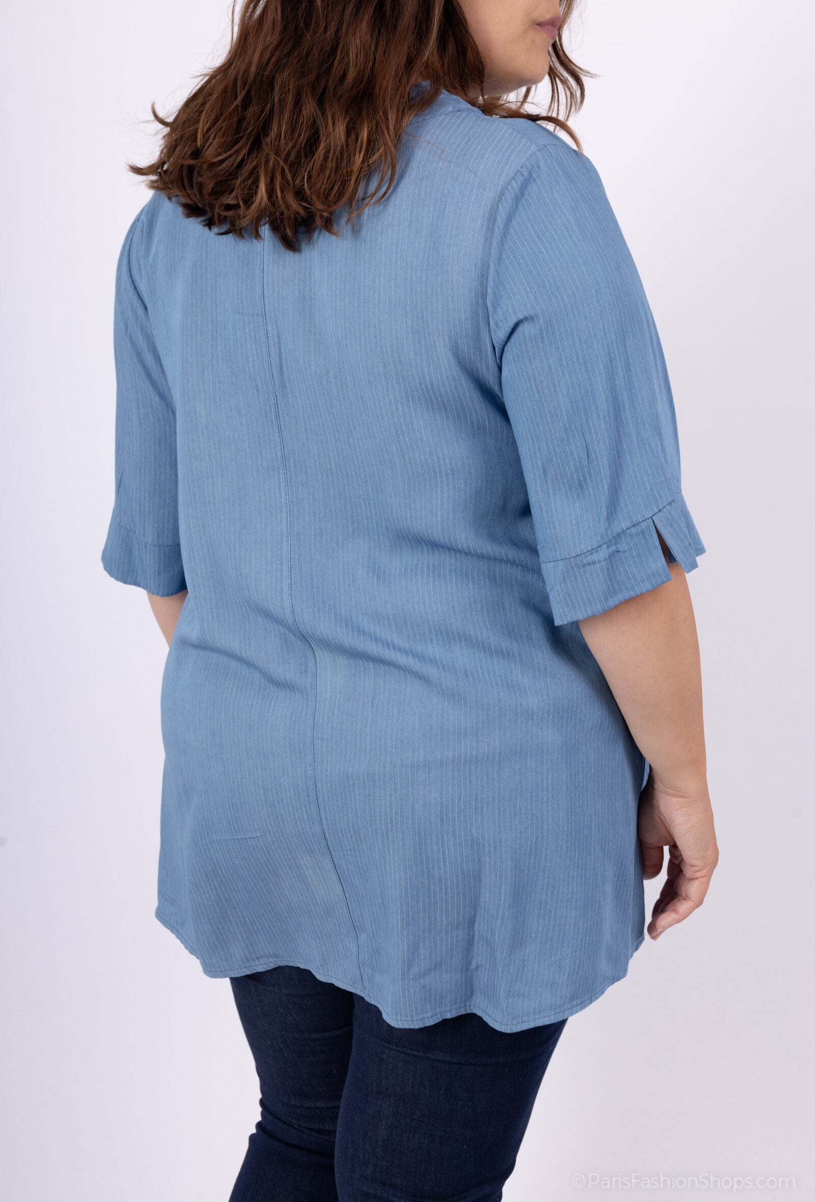 Plus Size Notch Neck Tunic - H5138 - 85 cm