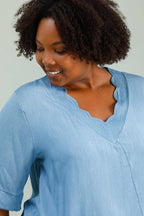 Notch Neck Tunika i Stor Storlek - REF: H5138