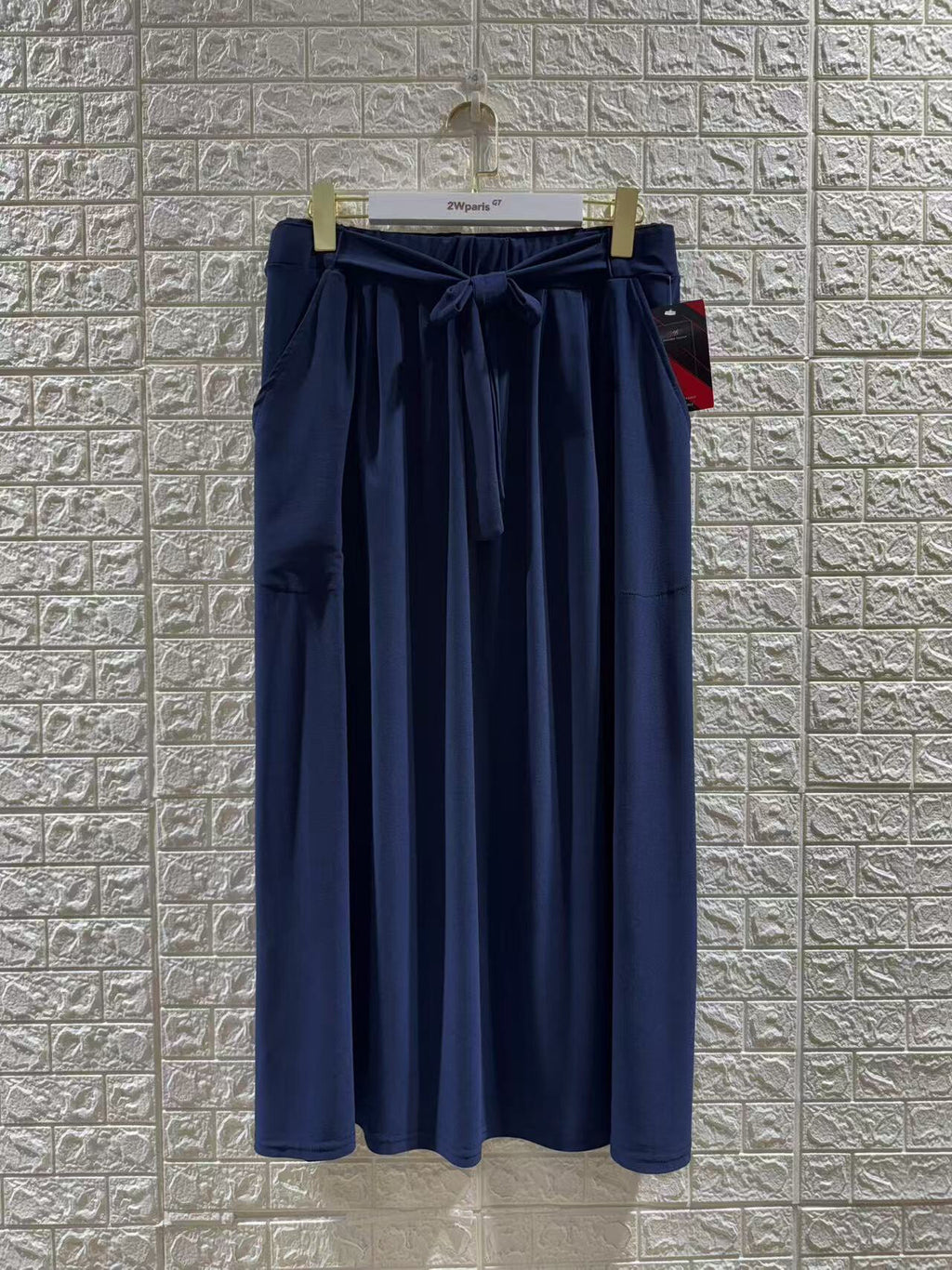 Plus Size Stretch Skirt with Decorative Bow - REF:J2312-2