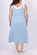 Plus Size Tvåfärgad V-ringad Klänning - 130 cm