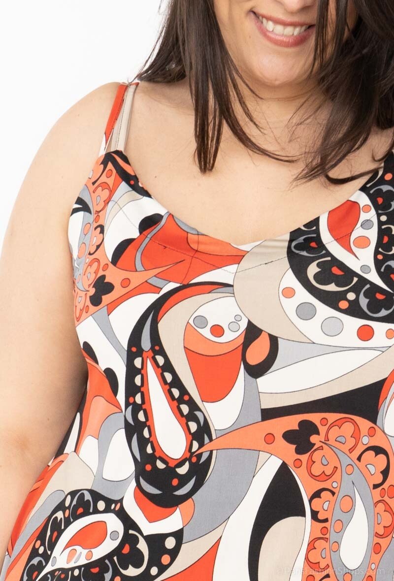 Plus Size Spaghetti Strap Klänning med Tryck