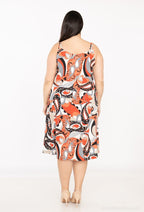 Plus Size Spaghetti Strap Klänning med Tryck