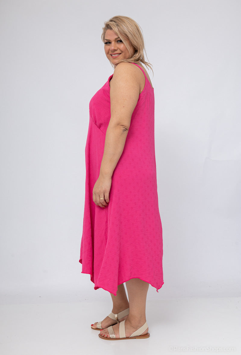 Plus Size Klänning med Fina Remmar i Linne