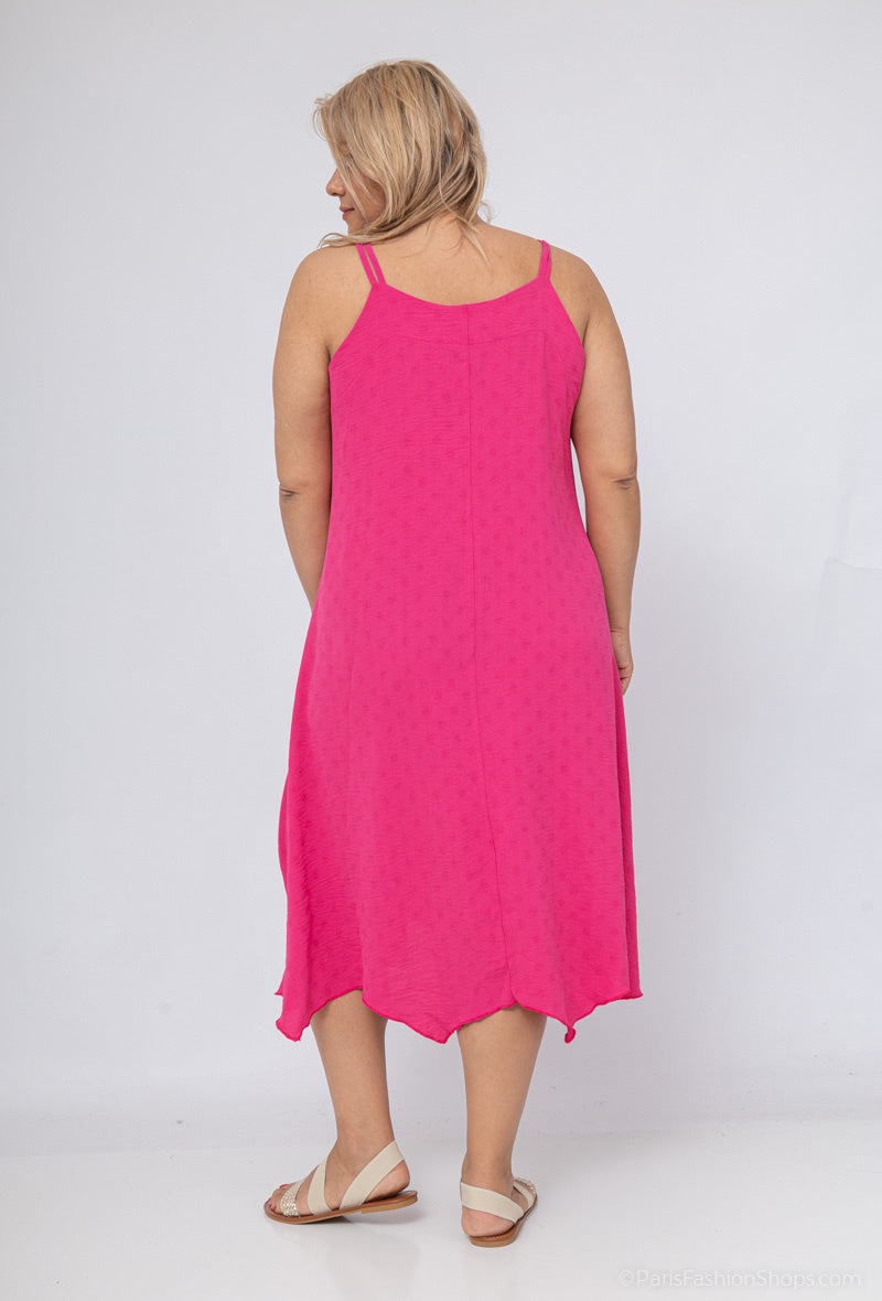 Plus Size Klänning med Fina Remmar i Linne