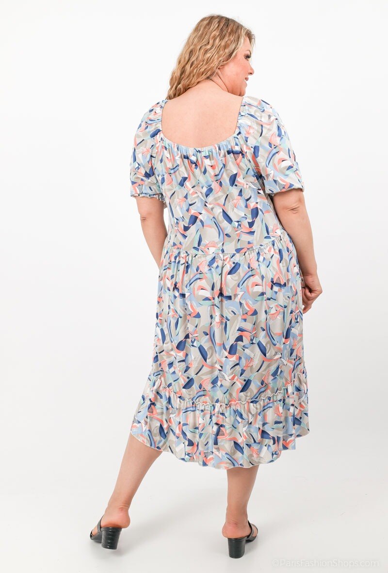 Plus Size Volangklänning med Puffärmar
