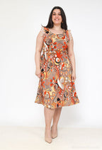 Plus Size Bow Backless Lace Print Dress