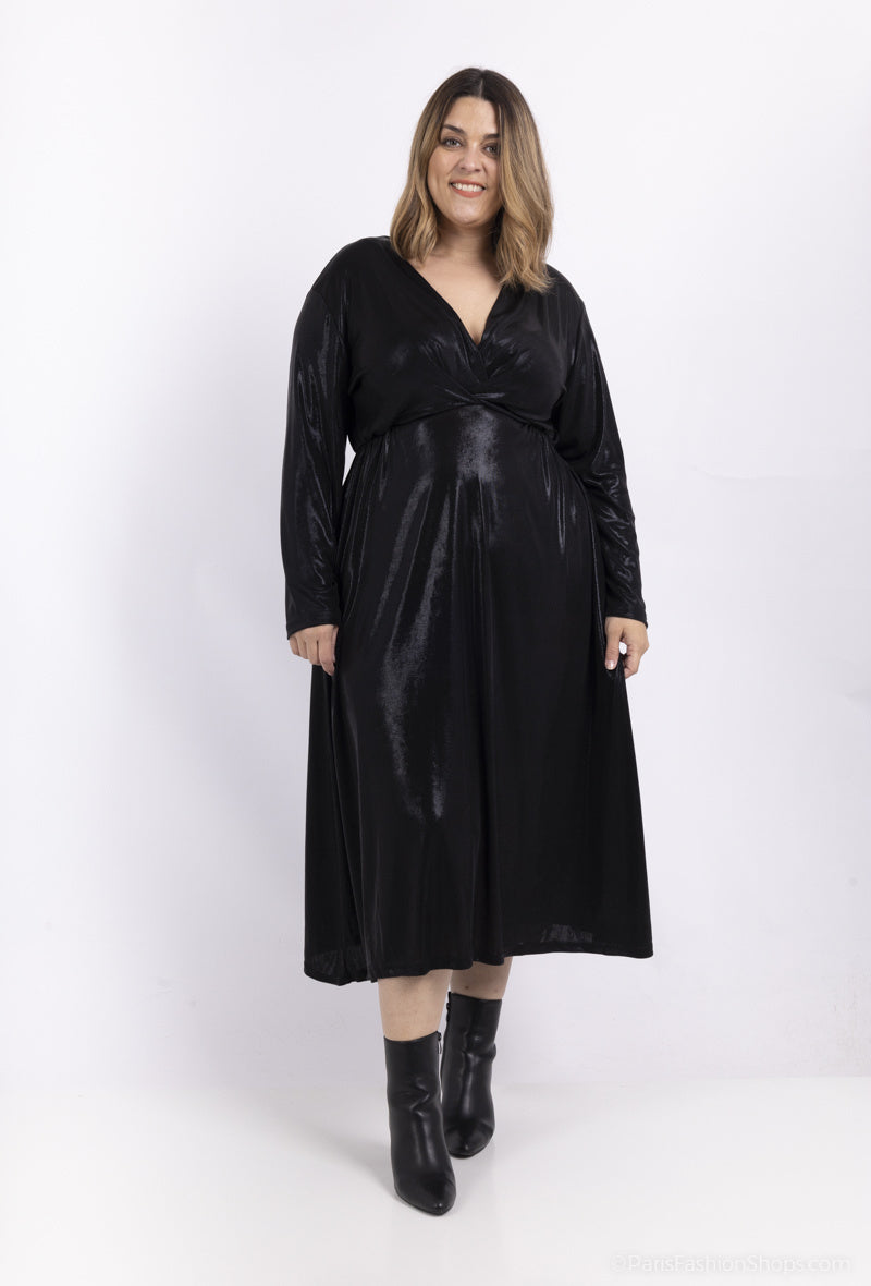 Plus Size V-neck Sequin Dress