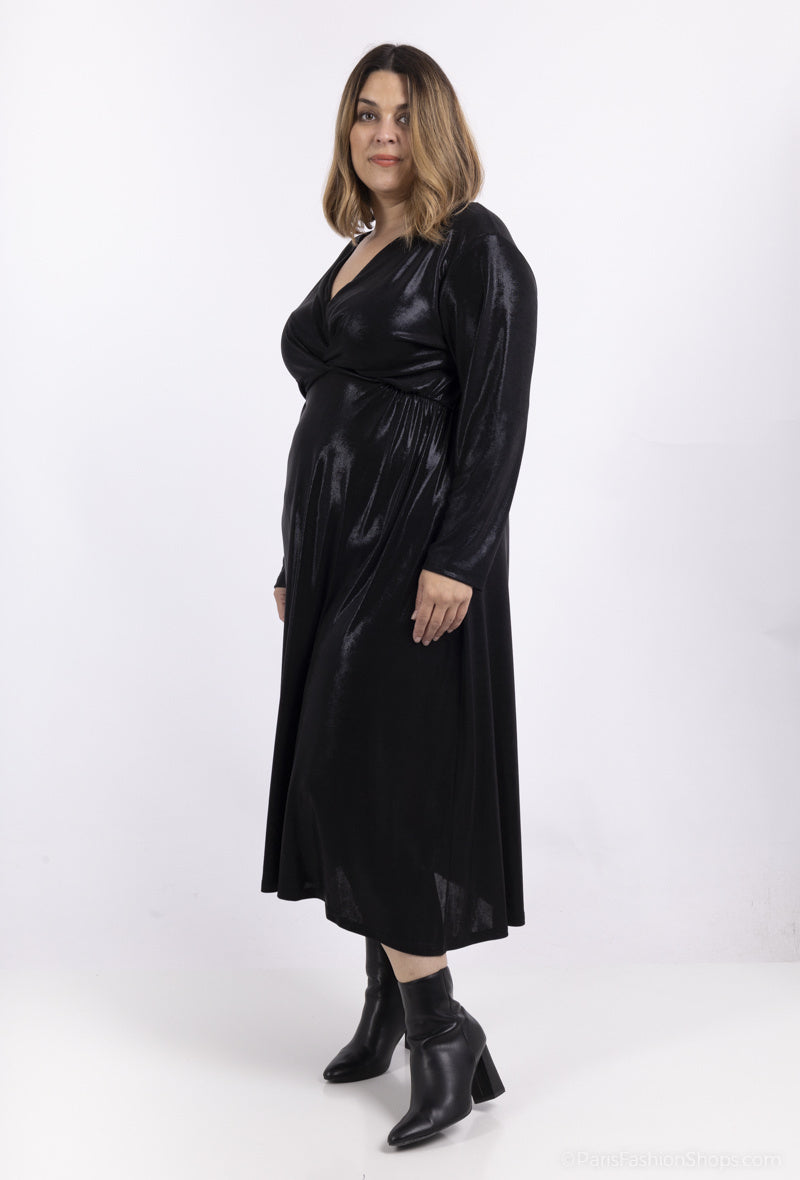 Plus Size V-neck Sequin Dress